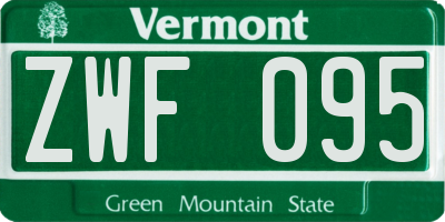 VT license plate ZWF095