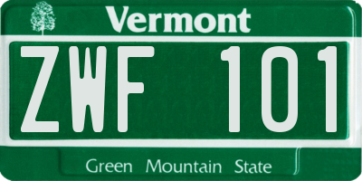 VT license plate ZWF101