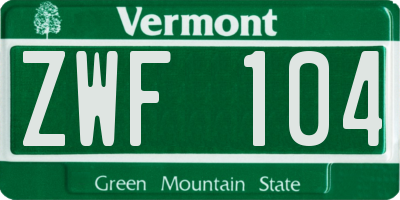 VT license plate ZWF104