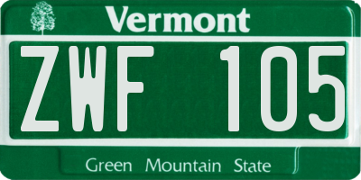VT license plate ZWF105
