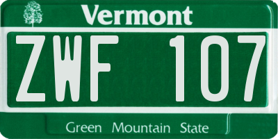 VT license plate ZWF107