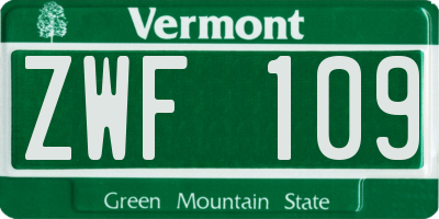 VT license plate ZWF109