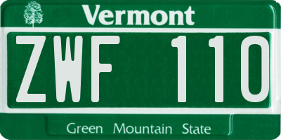 VT license plate ZWF110