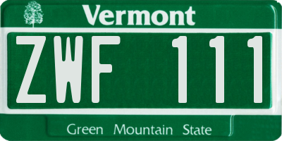 VT license plate ZWF111