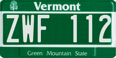 VT license plate ZWF112