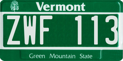 VT license plate ZWF113