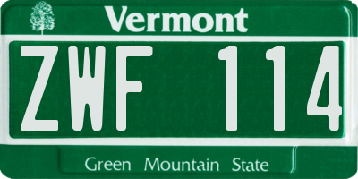 VT license plate ZWF114