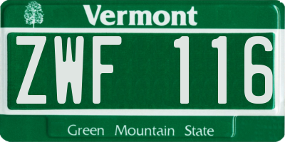 VT license plate ZWF116