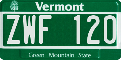 VT license plate ZWF120