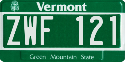 VT license plate ZWF121