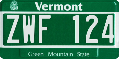 VT license plate ZWF124