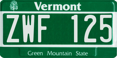 VT license plate ZWF125