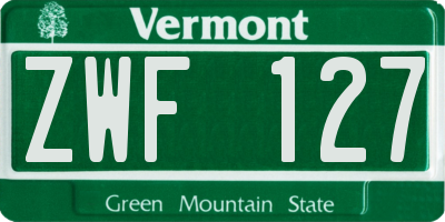 VT license plate ZWF127