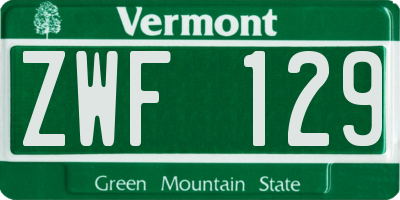 VT license plate ZWF129