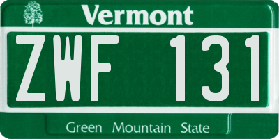 VT license plate ZWF131