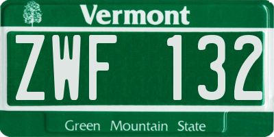 VT license plate ZWF132