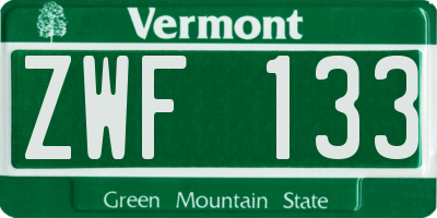 VT license plate ZWF133