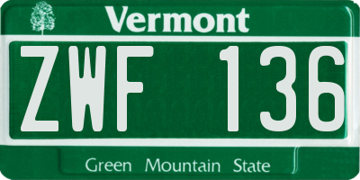 VT license plate ZWF136