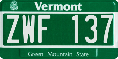 VT license plate ZWF137