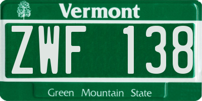 VT license plate ZWF138