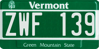 VT license plate ZWF139