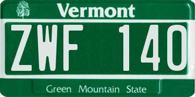 VT license plate ZWF140