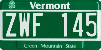VT license plate ZWF145
