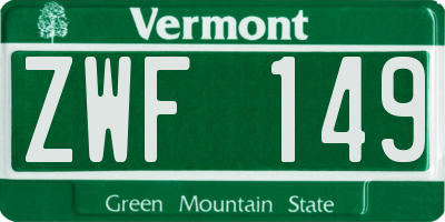 VT license plate ZWF149