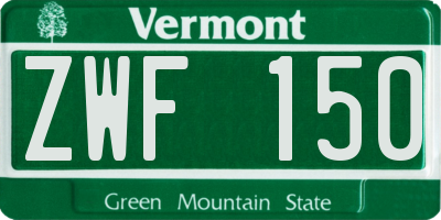 VT license plate ZWF150