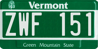 VT license plate ZWF151
