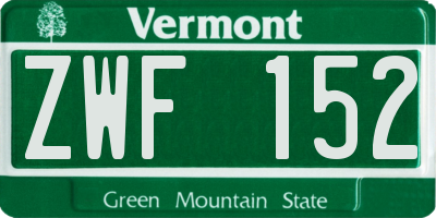 VT license plate ZWF152