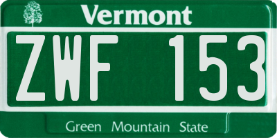 VT license plate ZWF153