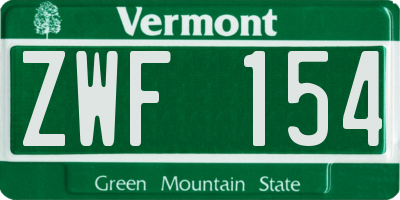 VT license plate ZWF154