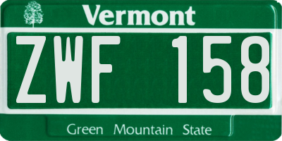 VT license plate ZWF158