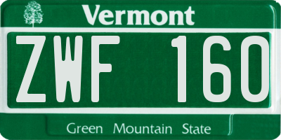 VT license plate ZWF160