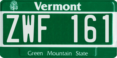 VT license plate ZWF161