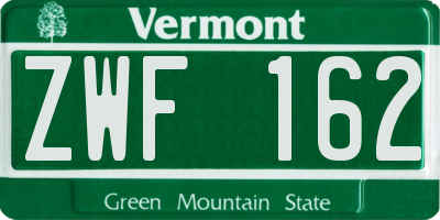 VT license plate ZWF162