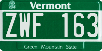 VT license plate ZWF163