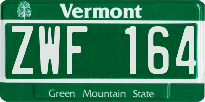 VT license plate ZWF164