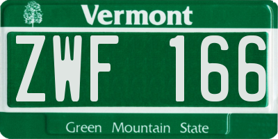 VT license plate ZWF166