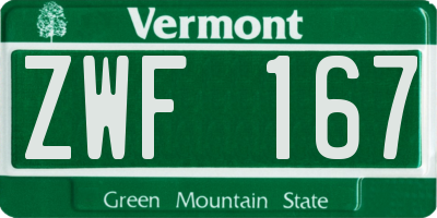 VT license plate ZWF167