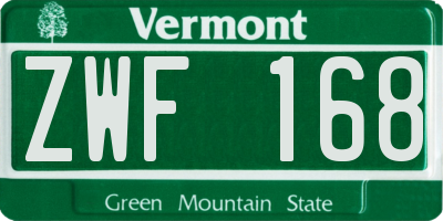VT license plate ZWF168