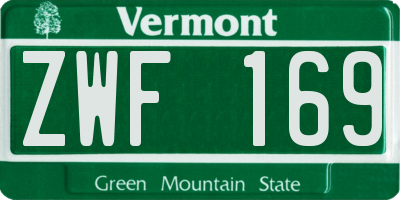 VT license plate ZWF169