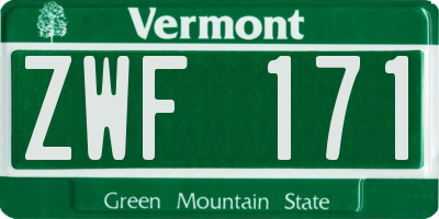VT license plate ZWF171