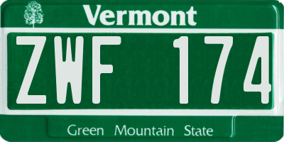 VT license plate ZWF174