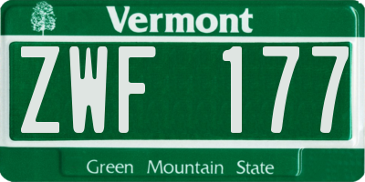 VT license plate ZWF177