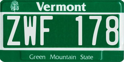 VT license plate ZWF178