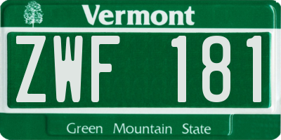 VT license plate ZWF181
