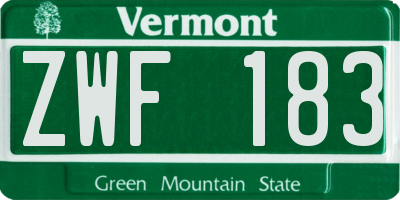 VT license plate ZWF183