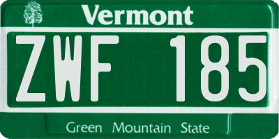 VT license plate ZWF185